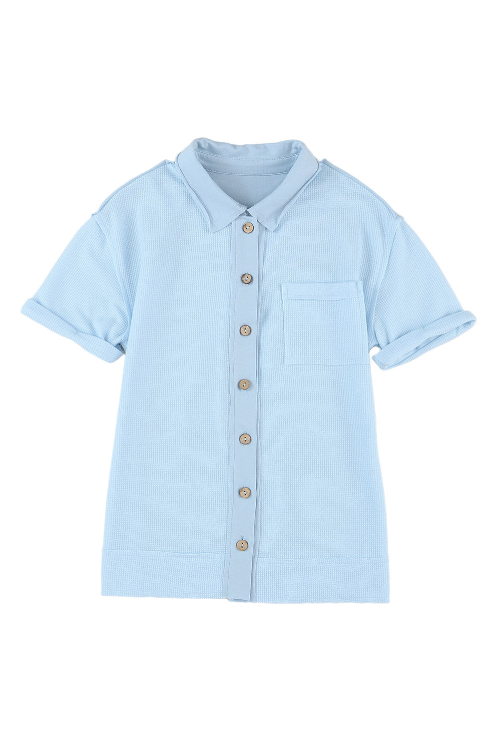 Waffle Short Sleeve Buttoned Shirt