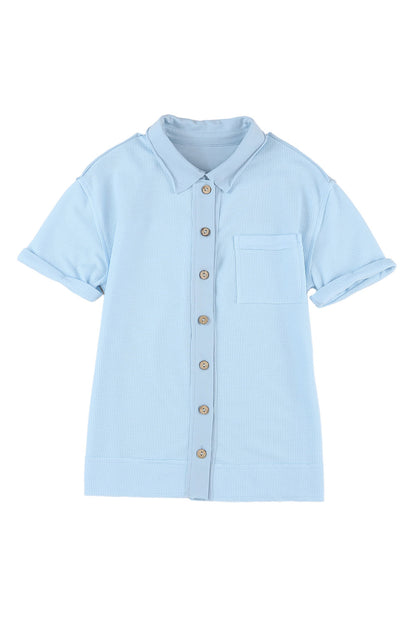 Waffle Short Sleeve Buttoned Shirt