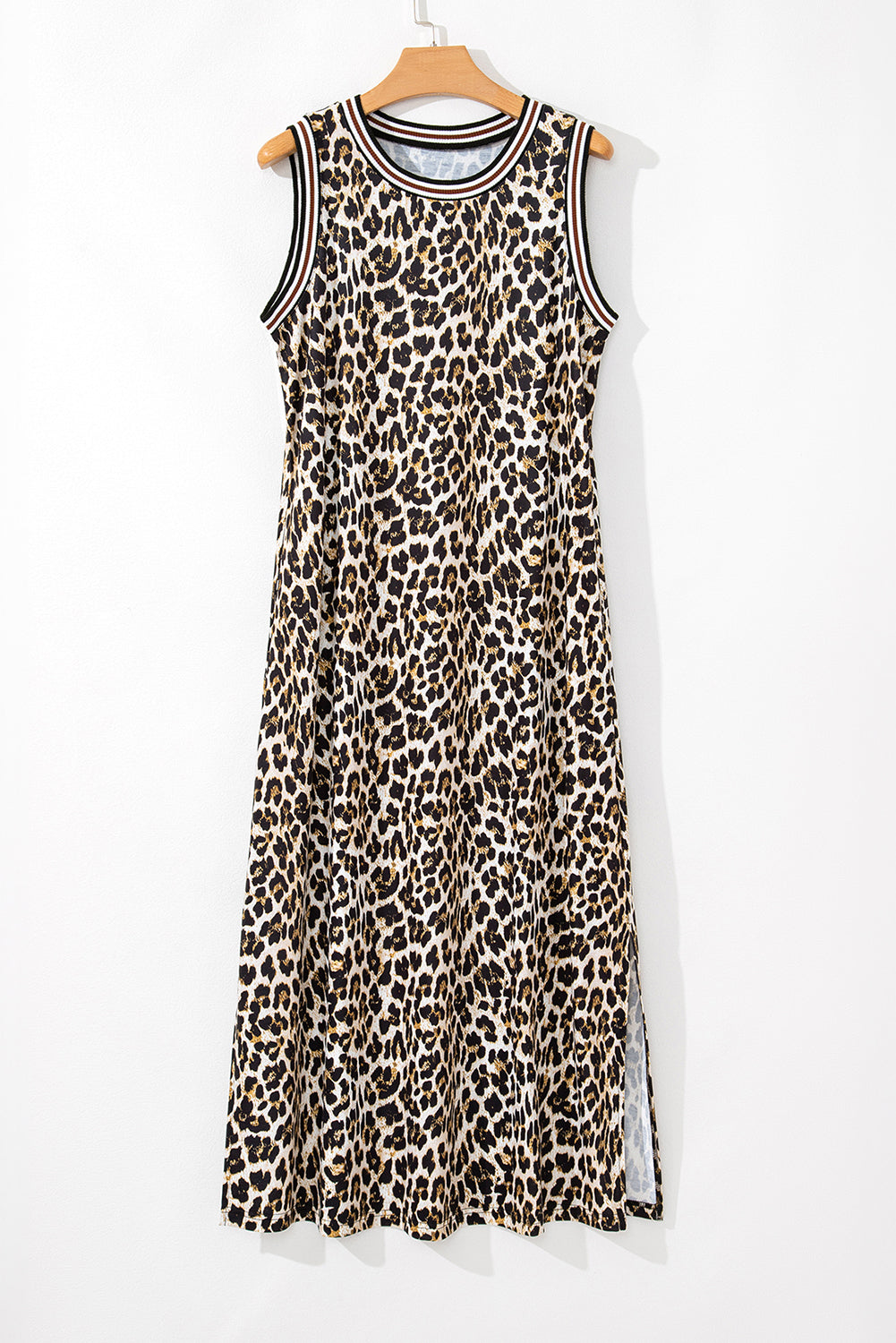 Leopard Stripe Sleeveless Maxi Dress