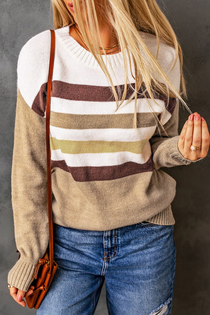 Stripe Long Sleeve Crewneck Sweater