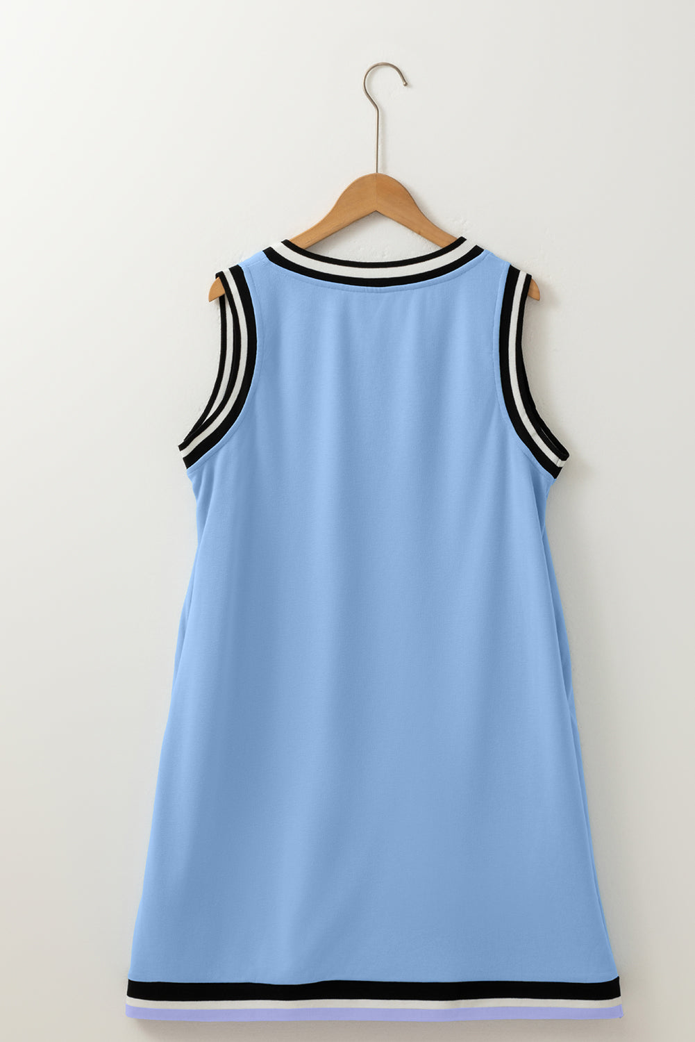 Solid Contrast Trim V-Neck Sleeveless Mini Dress