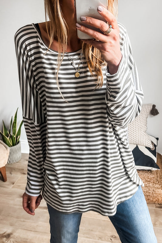 Stripe Round Neck Long Sleeve Top