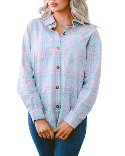 Plaid Long Sleeve Buttoned Shirt