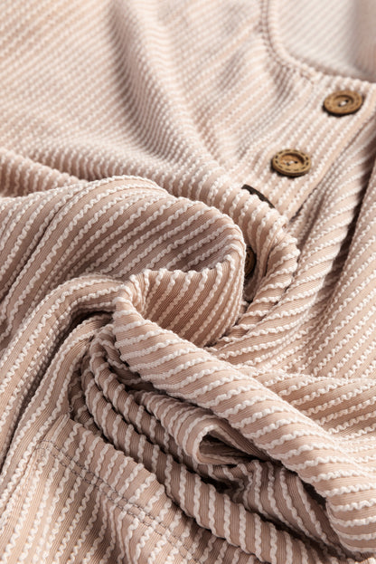 Corded Knit Side Pockets Buttoned Sleeveless Romper