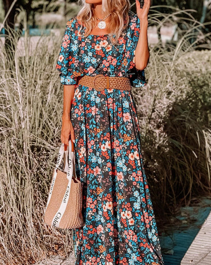 Floral Knotted Back Maxi Dress