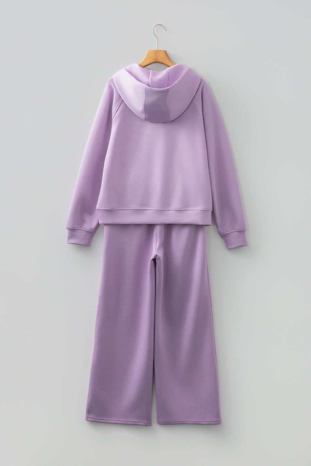 Solid Half-Zip Hoodie and Pants Set