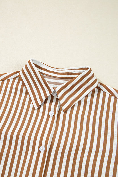 Stripe Ruffle Hem Long Sleeve Mini Dress