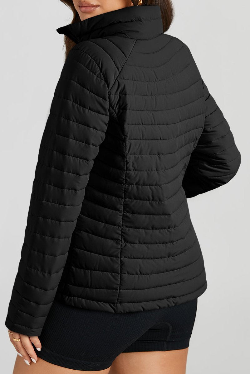 Solid Zip Up Puffer Jacket