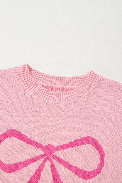 Valentine Bow Long Sleeve Crewneck Sweater