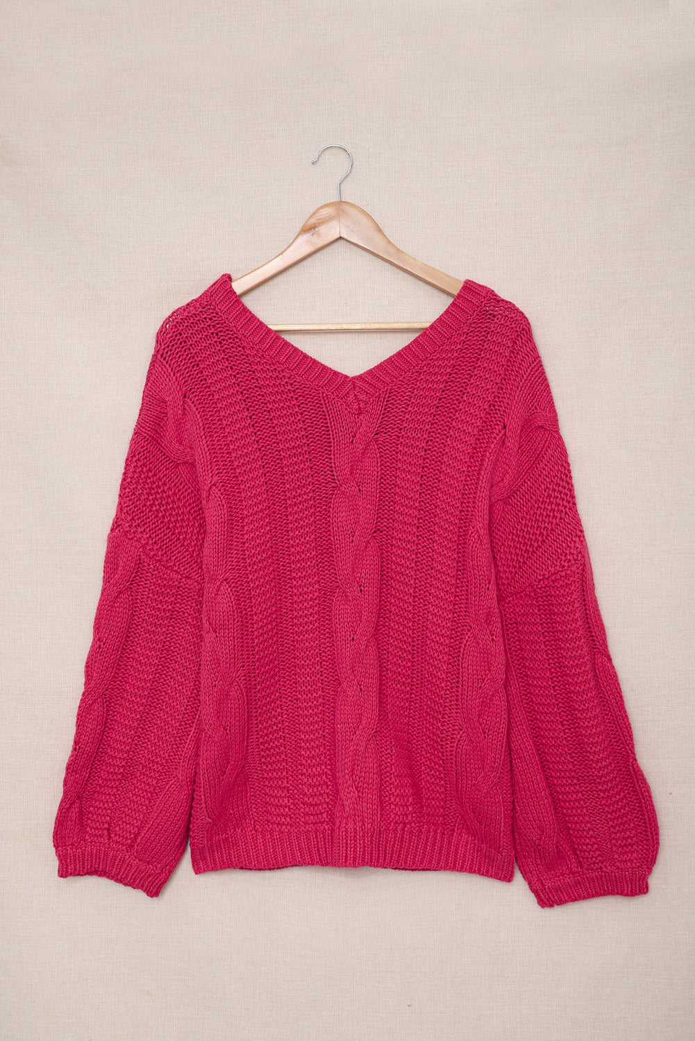 Cable Knit Puff Sleeve Sweater