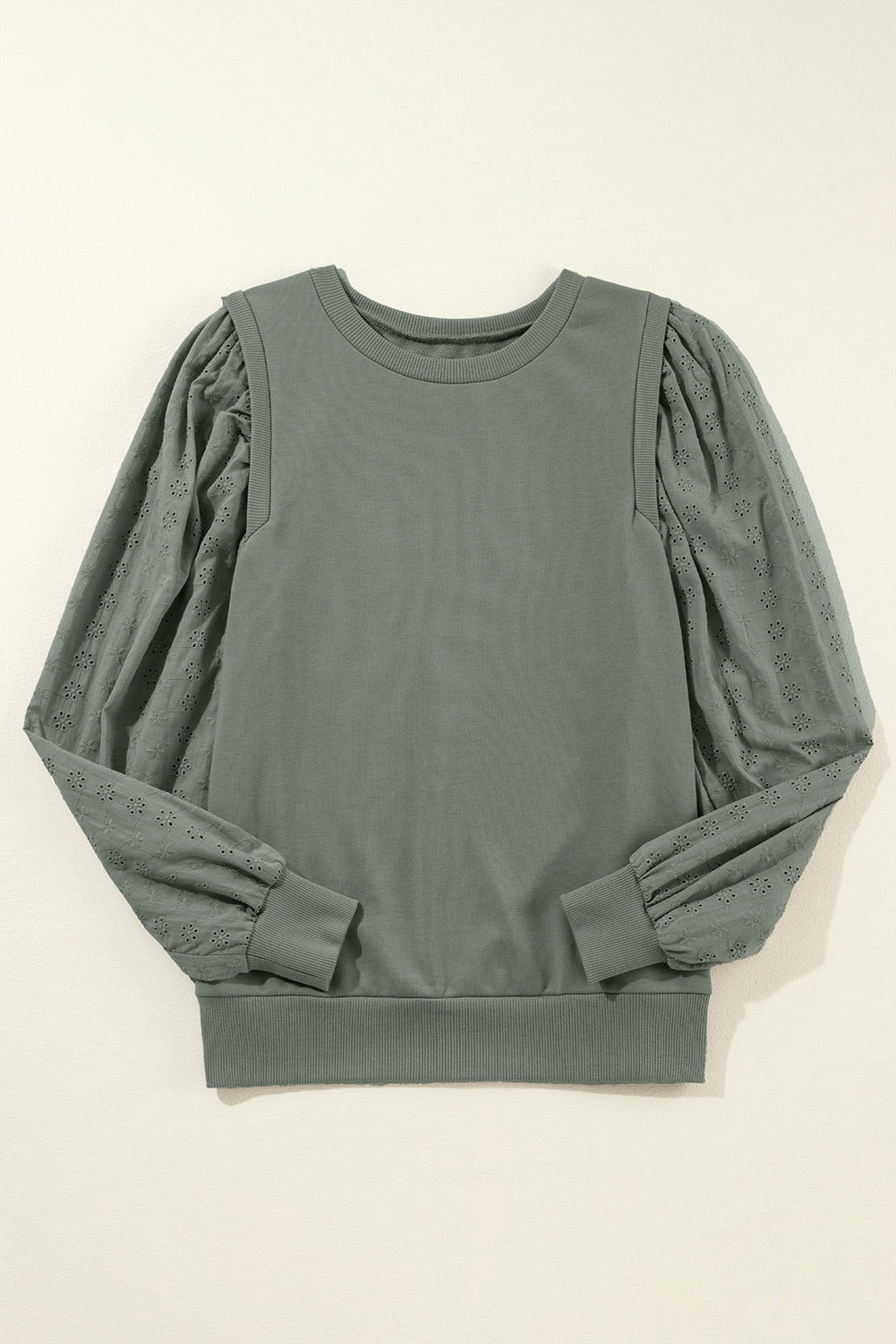 Texture Patchwork Round Neck Sweatshirt