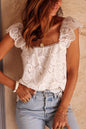 Paisley Lace Scallop Tank Top