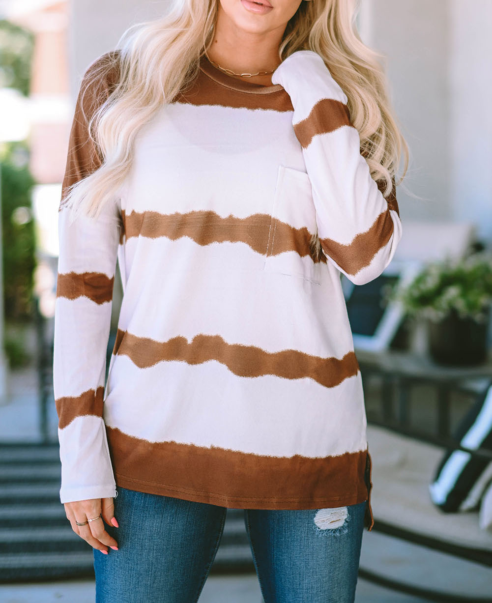 Tie-Dye Stripe Long Sleeve Top