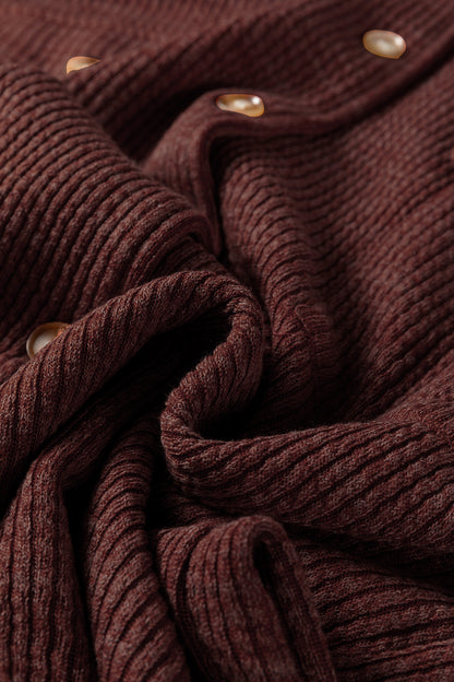 Ribbed Knit Flap Pocket Button-Up Shacket