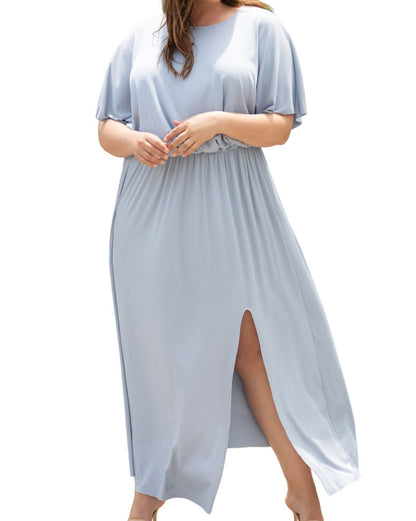 Ribbed Dolman Sleeve Maxi Dress Plus Size