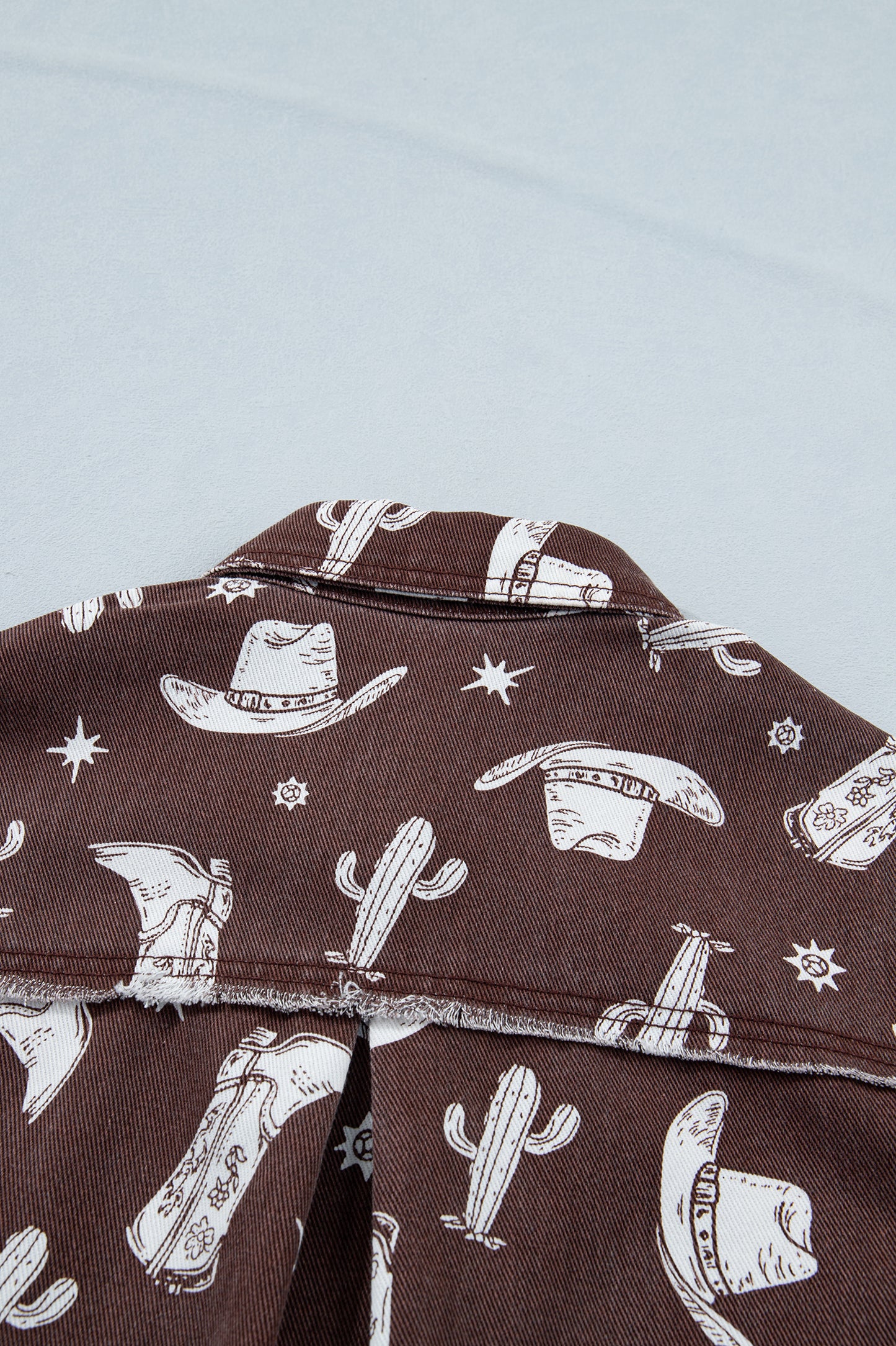 Western Cowgirl Cactus Raw Edge Denim Dress