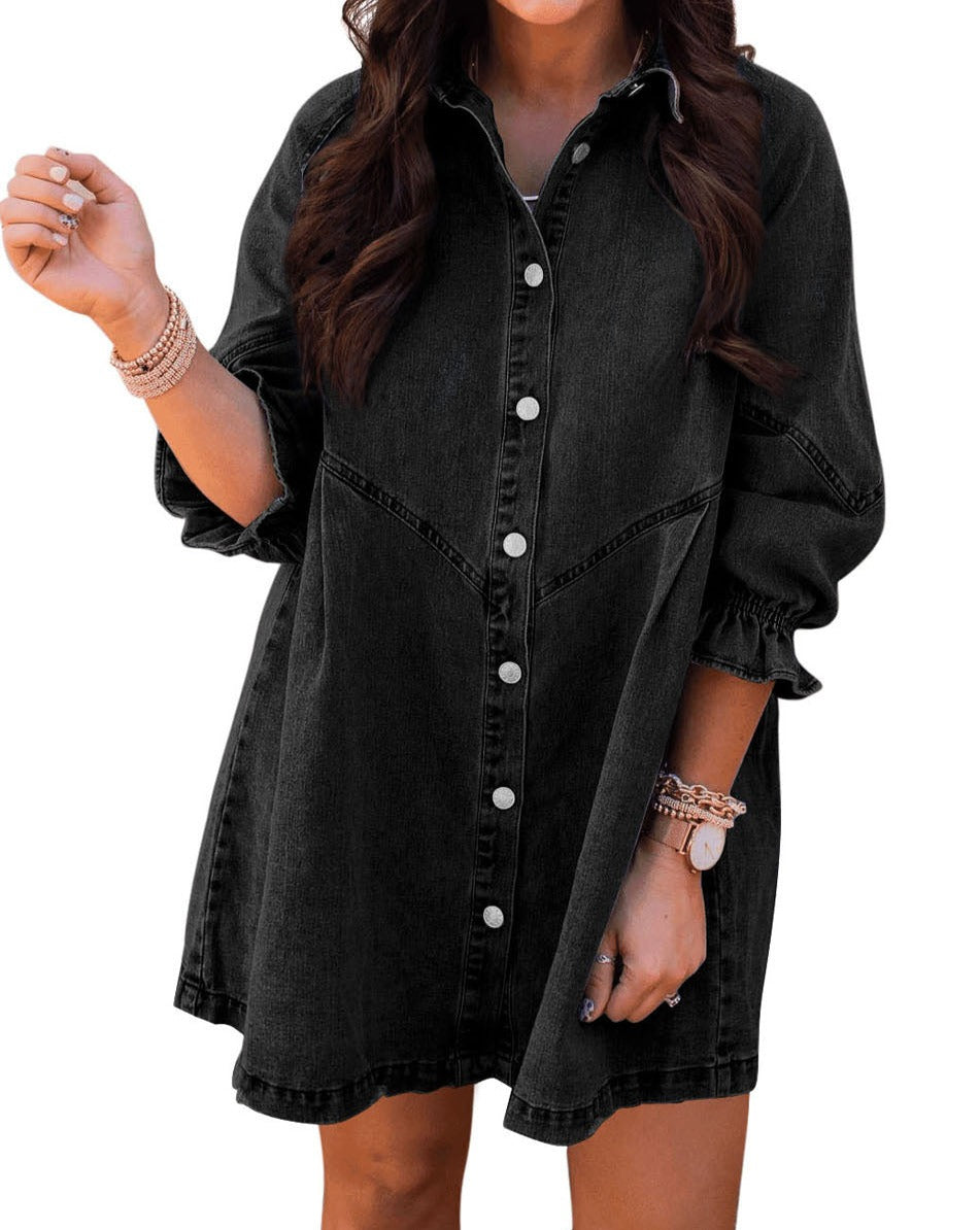 Denim Long Sleeve Mini Dress