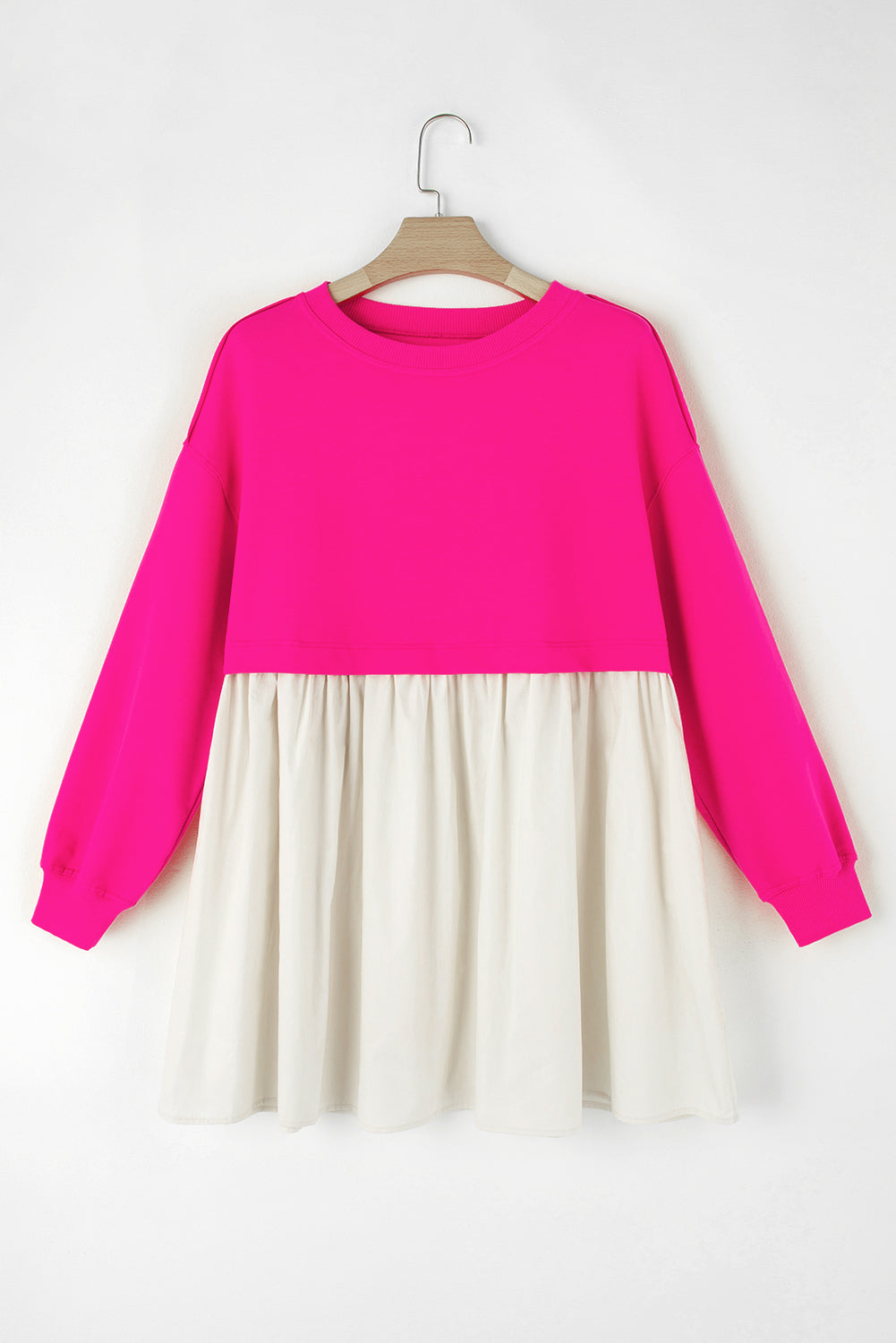 Colorblock Sweatshirt Poplin Mini Dress