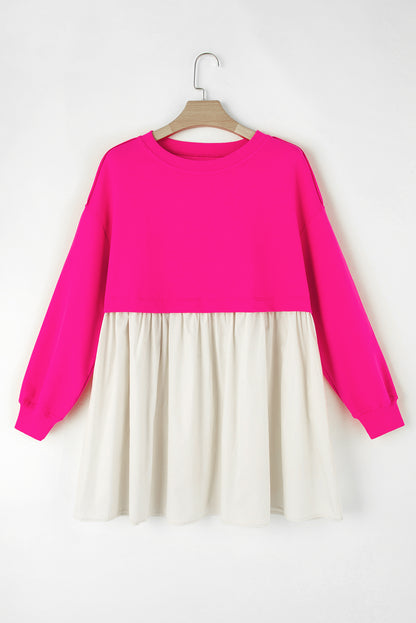 Colorblock Sweatshirt Poplin Mini Dress