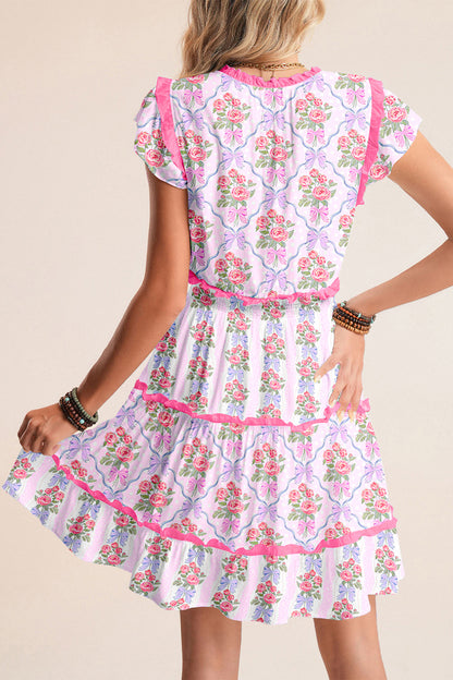 Floral Ruffle Tiered Sleeveless Mini Dress