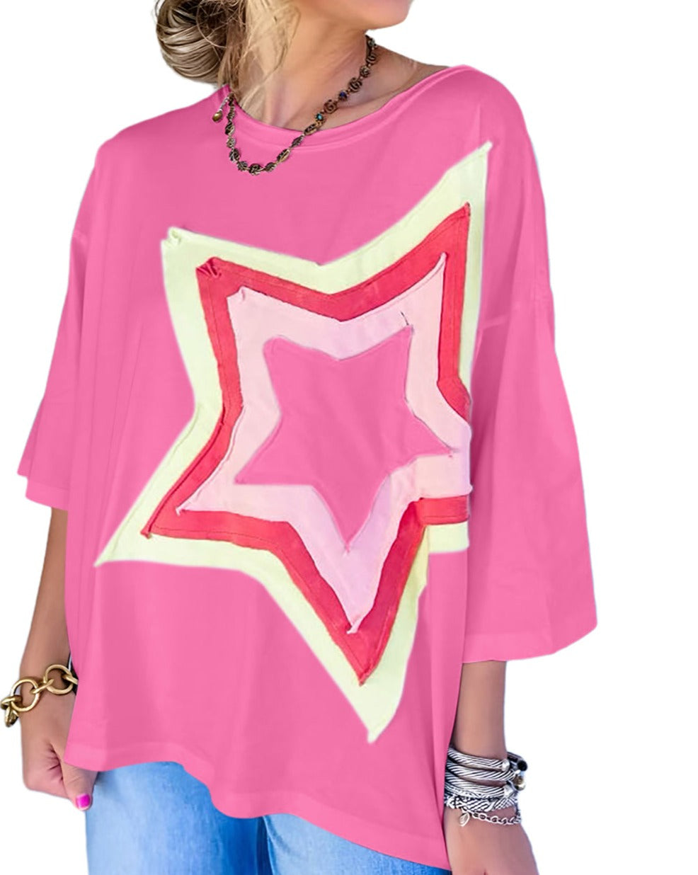 Star Colorblock Oversized Tee