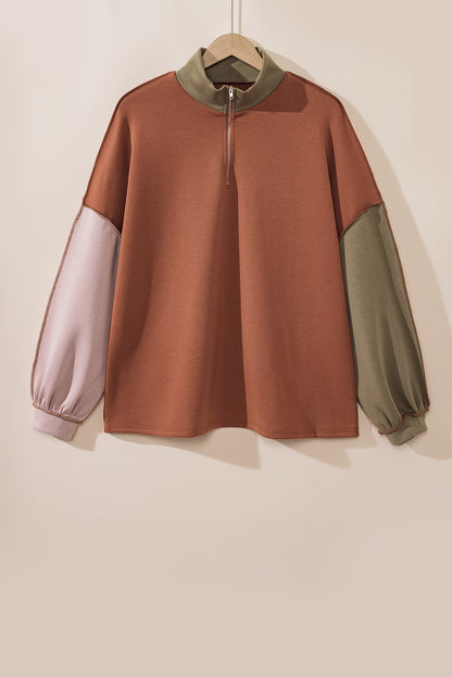 Plus Size Colorblock Reverse Seam Sweatshirt