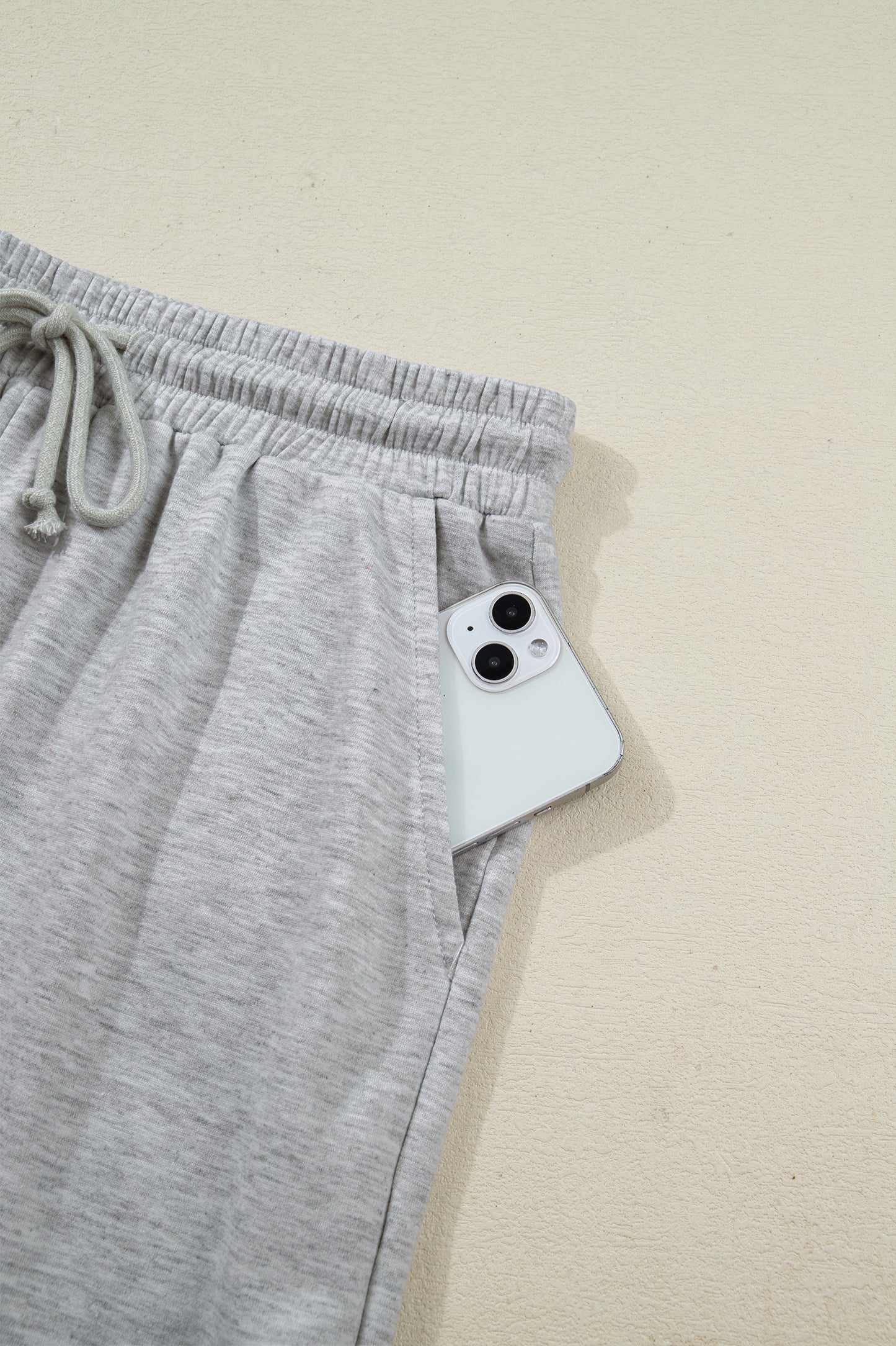 Collared V-Neck Tee & Drawstring Shorts Set