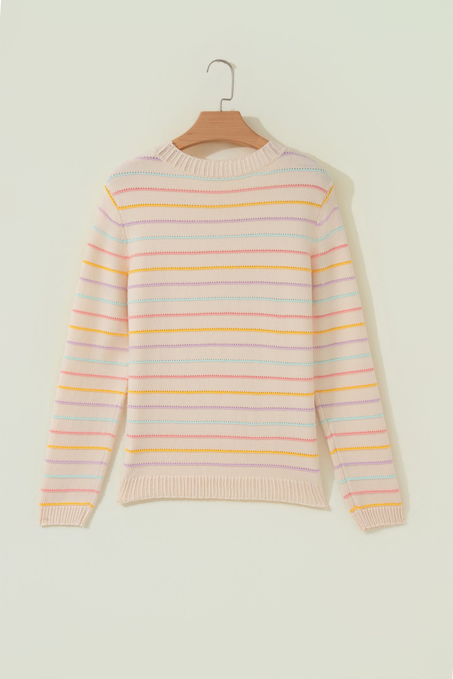 Stripe Crew Neck Long Sleeve Knit Sweater
