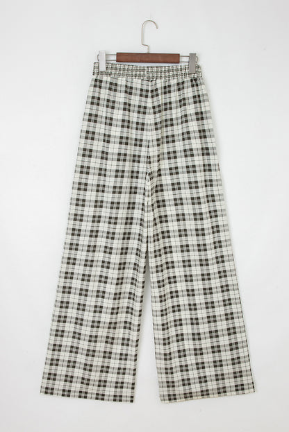 Plaid Patchwork Wide Leg Pants