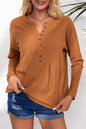 Waffle Long Sleeve Henley Top