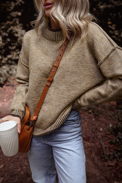 Contrast Trim Drop Shoulder Sweater