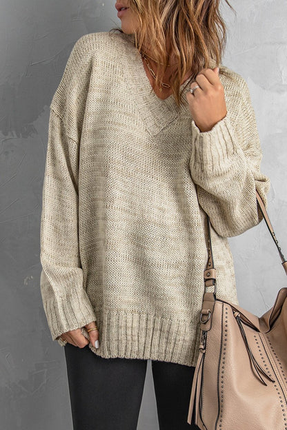 Drop Shoulder V-Neck Sweater