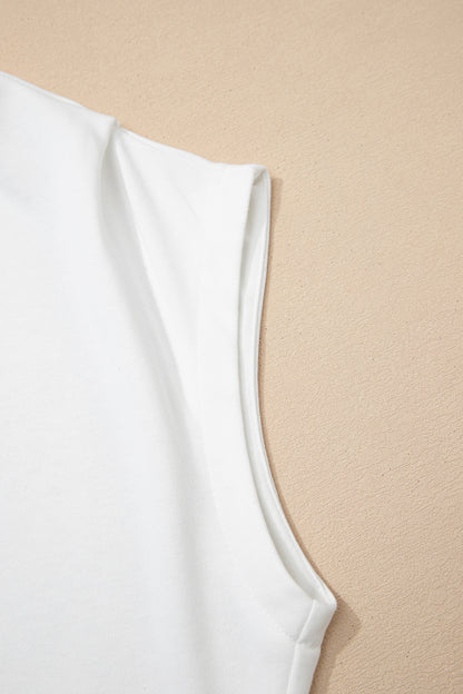 Solid Mock Neck Cap Sleeve Oversized Top