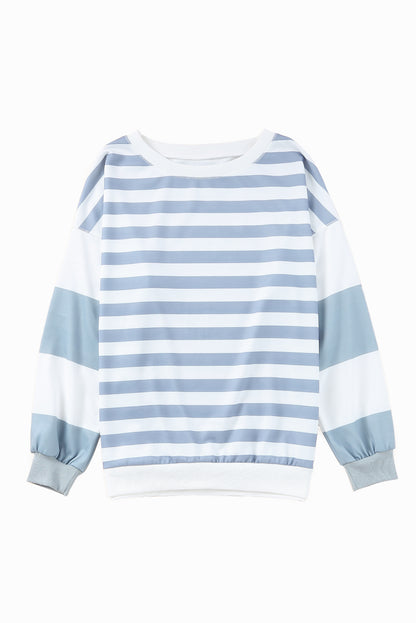 Stripe Drop Shoulder Pullover Sweatshirt