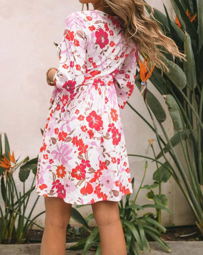 Floral 3/4 Bell Sleeve Dress