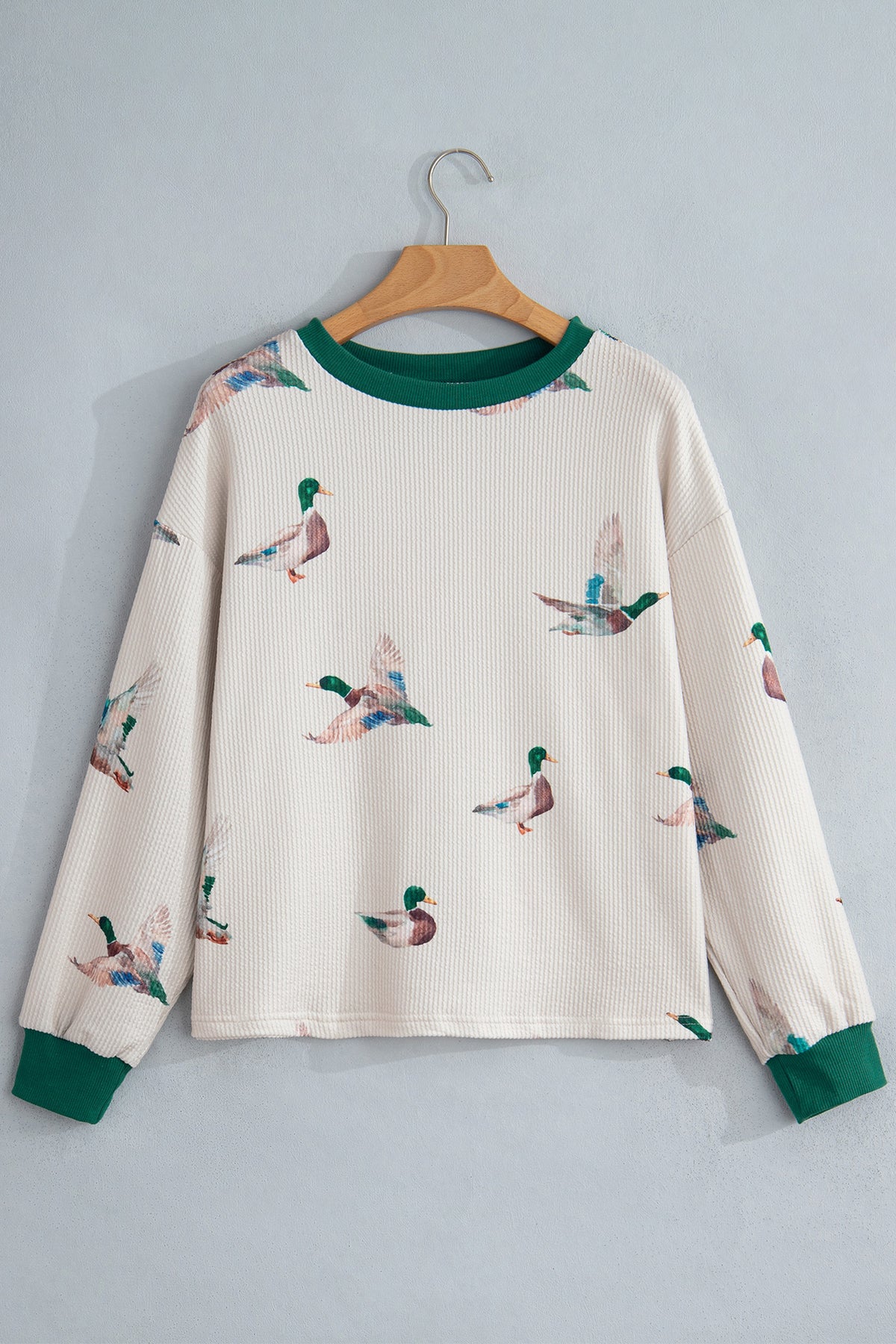 Plus Size Mallard Corded Knit Long Sleeve Top