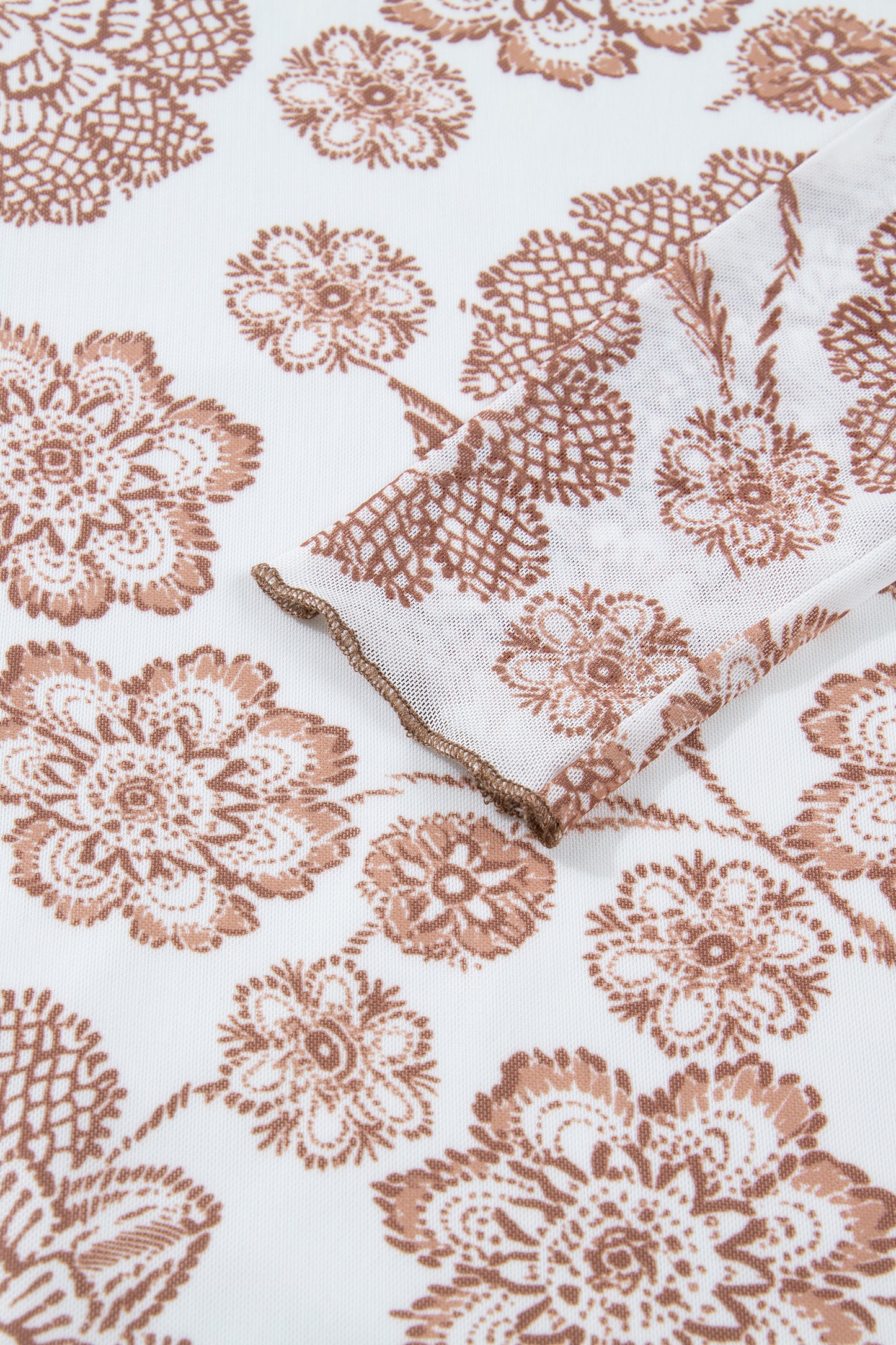 Floral Mesh Thumbhole Long Sleeve Top