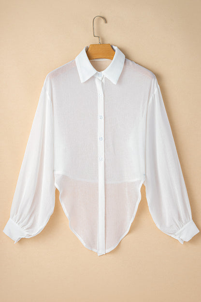 Sheer Tie Front Buttoned Shirt