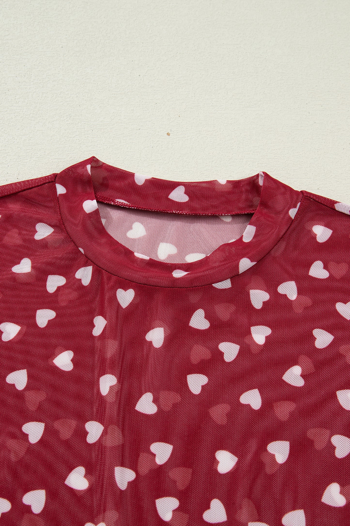 Heart Mesh Short Sleeve Top