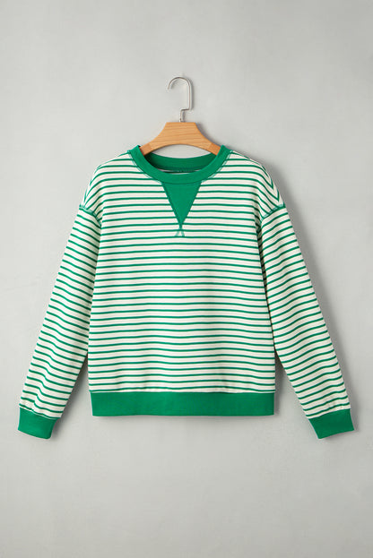 Stripe Reverse Seam Patchwork Long Sleeve Top