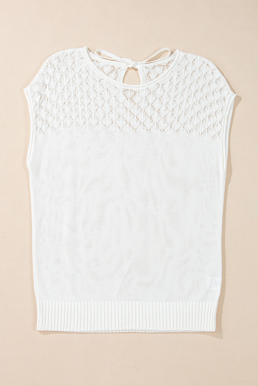 Eyelet Knit Short Sleeve Sweater