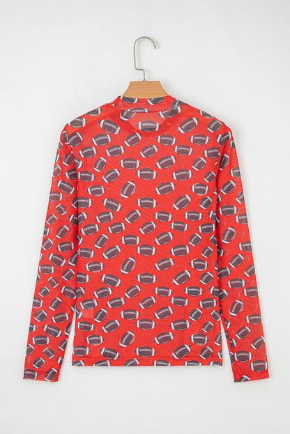 Game Day Sheer Mesh Long Sleeve Top
