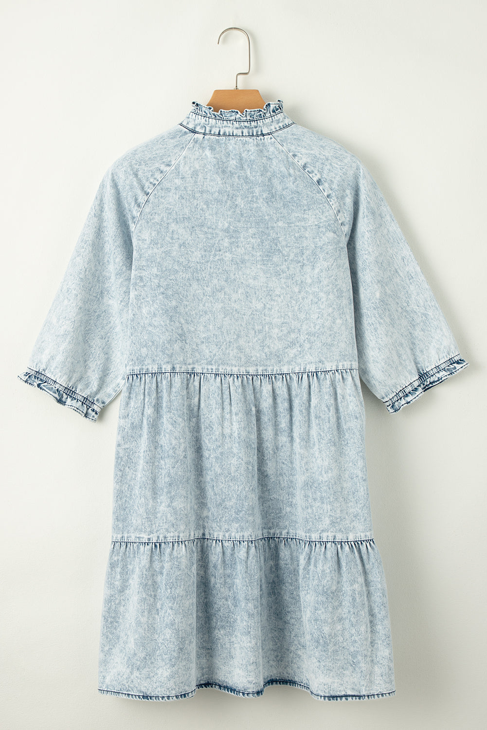 Denim Acid Wash Tiered Dress