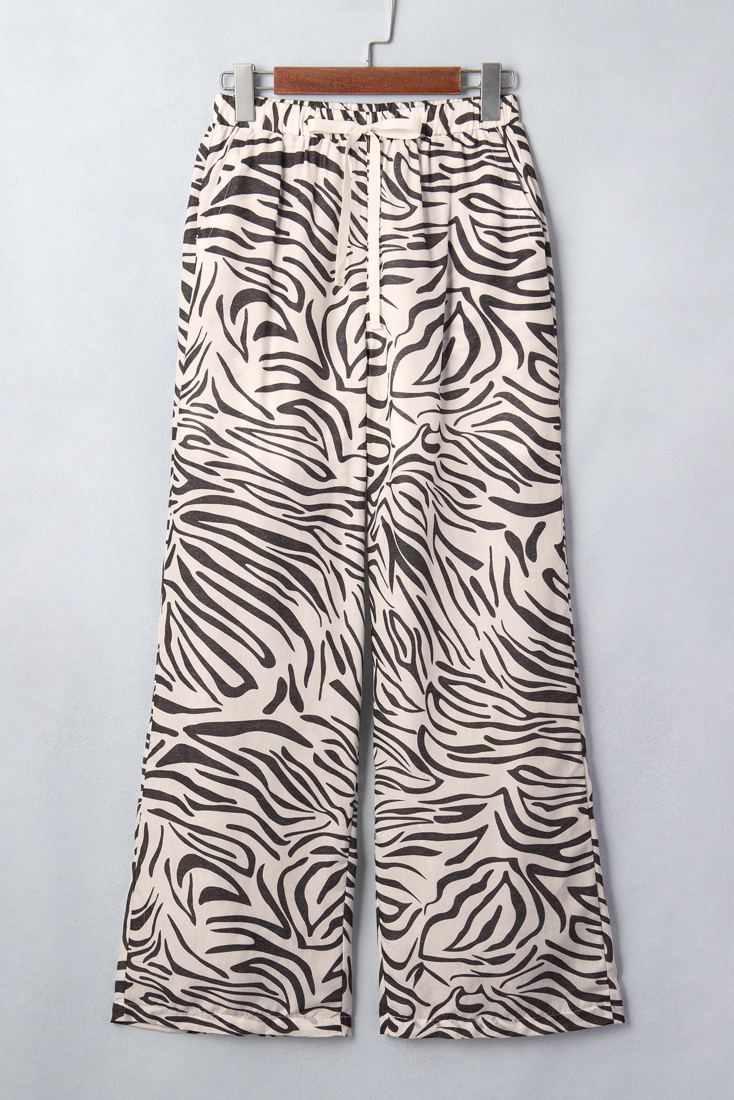 Western Zebra Drawstring High Waist Pocketed Pants