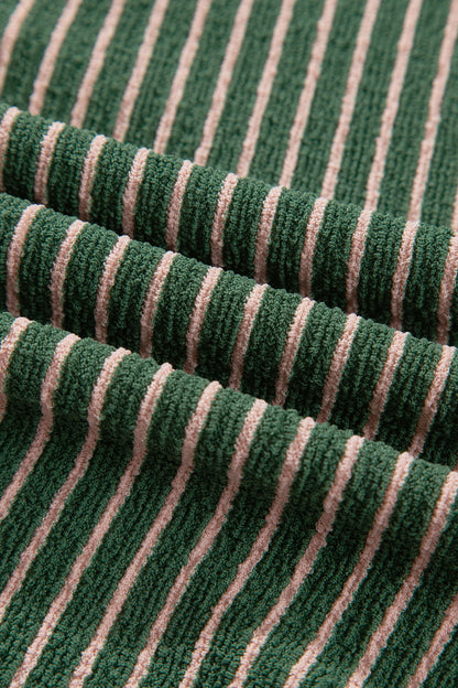 Stripe Contrast Trim Buttoned V-Neck Cardigan