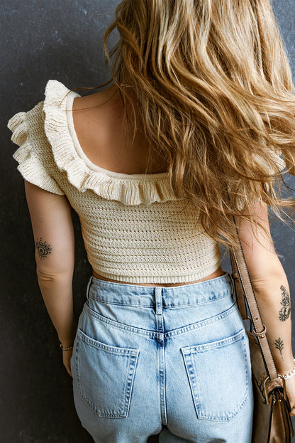 Ruffle Short Sleeve Crop Top