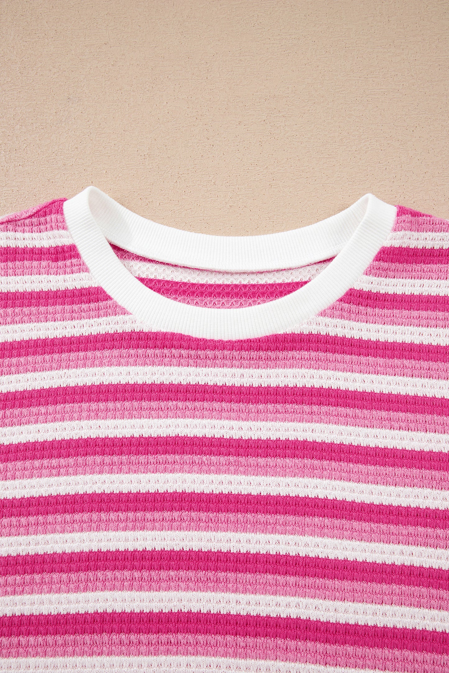 Stripe Textured Knit Short Sleeve Tee