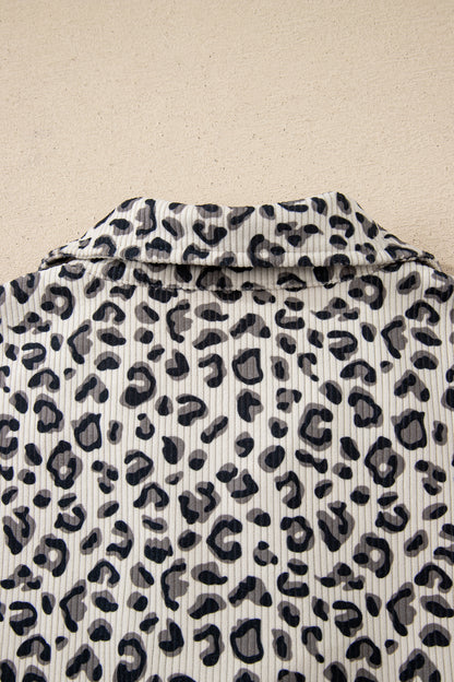 Leopard Corduroy Quarter-Zip Sweatshirt