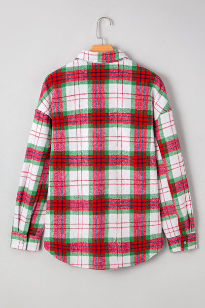 Plaid Flannel Buttoned Christmas Shacket