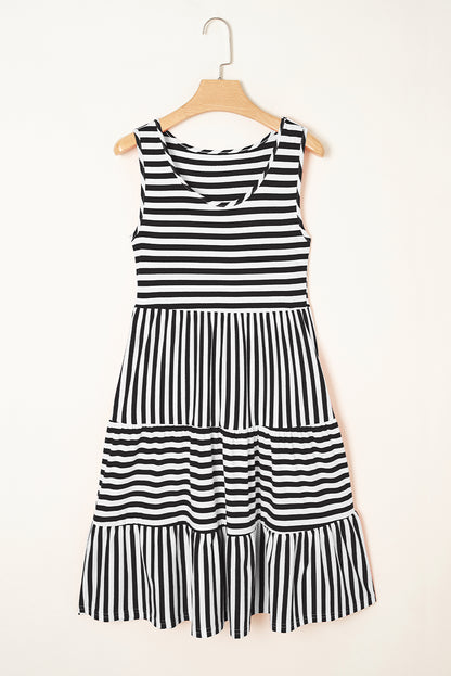 Stripe Scoop Neck Sleeveless Mini Dress